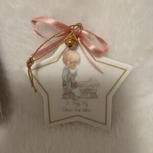 Vintage 1988 Precious Moment Christmas Star Ornament "I'll Play My Drum For Him"